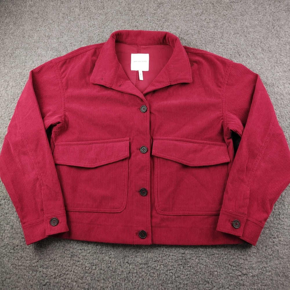 Avec Les Filles Jacket Sz Small Corduroy Trucker Magenta Red EUC